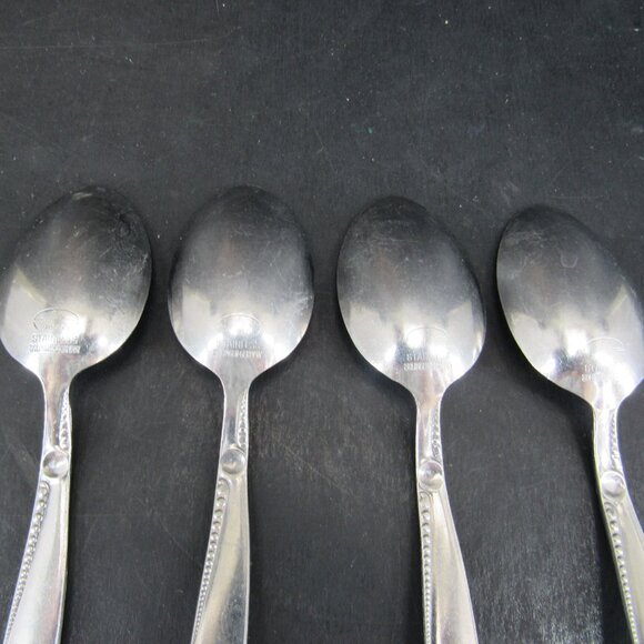 AIRMACK AMK8 Beaded Stainless Flatware Solingen-Germany Set of 4 Teaspoons - Picture 4 of 7